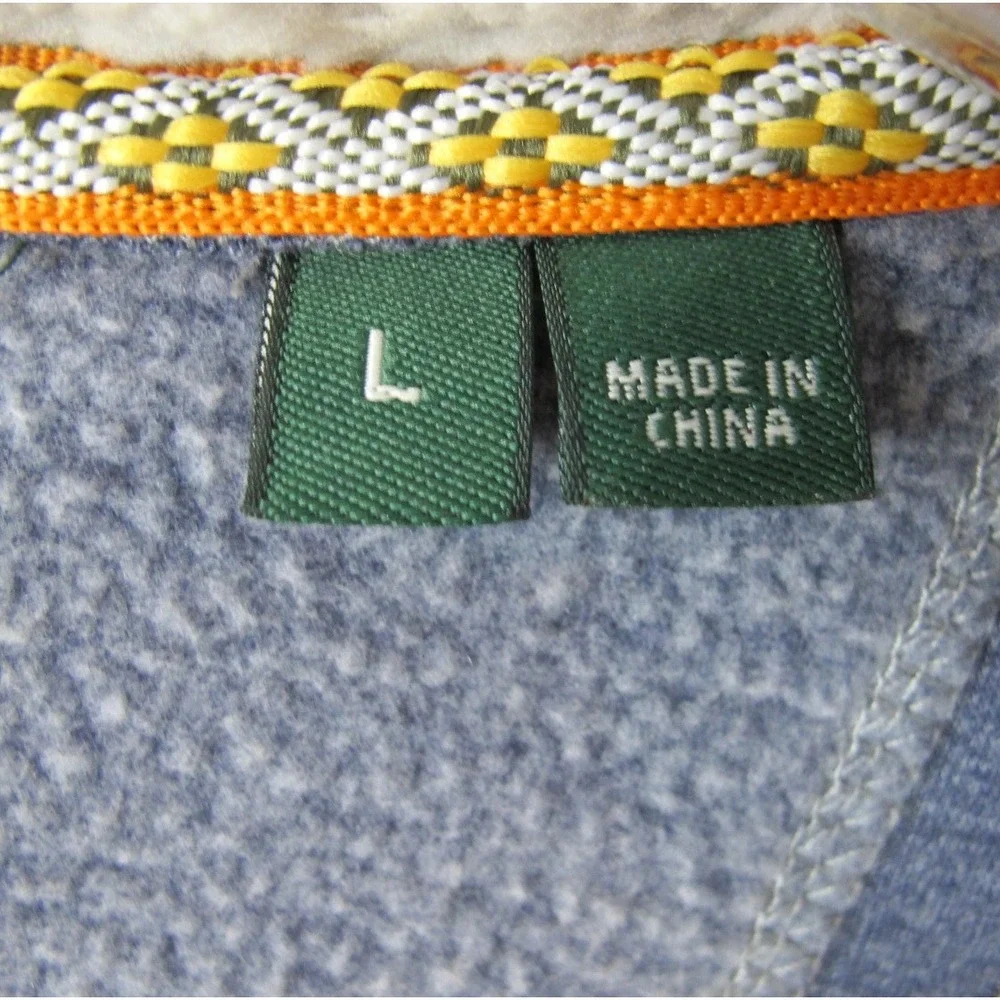 Orvis 1/4 Zip‎ Blue Pullover Fleece Sweater Sherpa Lined Collar Men's Large